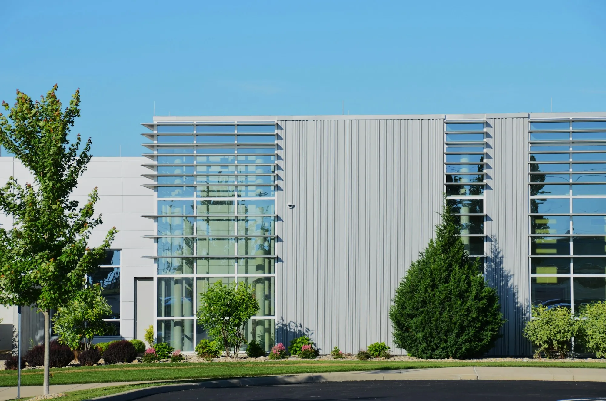 Commercial building with a white facade